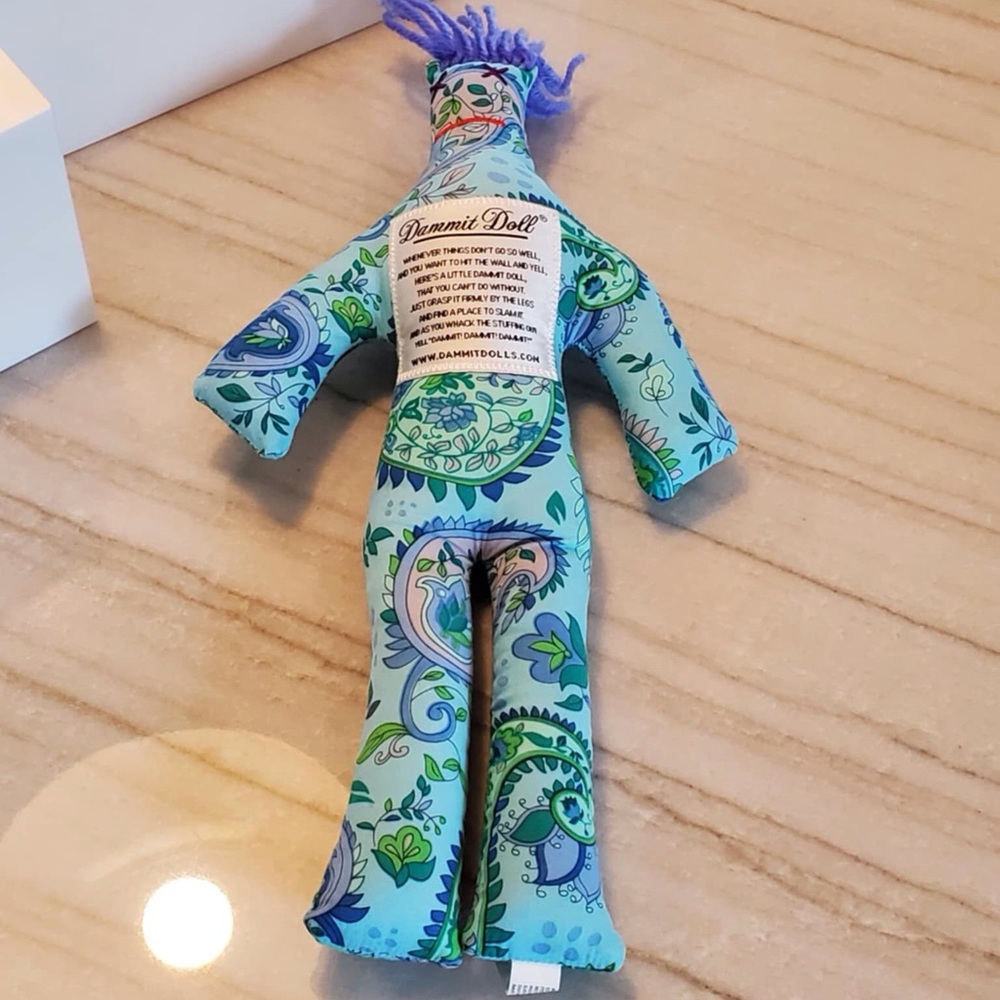 Dammit Doll Stress Relief Plush Paisley Colorful Blue Green Gag Gift